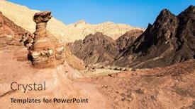  Presentation with volcanic rocks - Audience pleasing PPT theme consisting of bizarre-forms-of-weathered-sandstone backdrop and a coral colored foreground