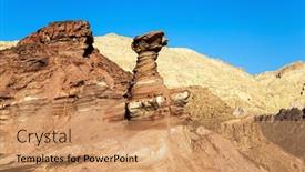  Presentation with volcanic rocks - Slide set having bizarre-forms-of-weathered-sandstone background and a coral colored foreground