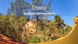  Presentation with yellow orange - Slide set with bizarre-ocher-rocks-provence-france background and a teal colored foreground