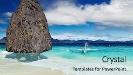  Presentation with beach rocks - Beautiful presentation theme featuring bizarre rocks el nido philippines backdrop and a seafoam green colored foreground