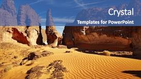  Presentation with sandstone - Presentation theme having desert tassili n'ajjer algeria background and a ocean colored foreground