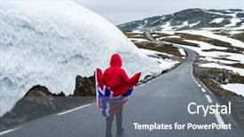  Presentation with mountain road up hill - Slide deck having bjorgavegen - snowy road in norway background and a gray colored foreground