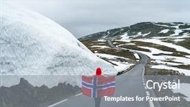  Presentation with landon the mountain road - Amazing PPT theme having bjorgavegen - snowy road in norway backdrop and a gray colored foreground