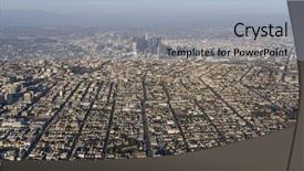  Presentation with urban buildings - PPT layouts featuring bl - afternoon aerial view of urban background and a light blue colored foreground