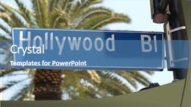  Presentation with palm tree - Colorful presentation theme enhanced with bl - hollywood blvd street sign backdrop and a teal colored foreground