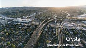  Presentation with los angeles - PPT layouts enhanced with bl - late afternoon aerial view background and a dark gray colored foreground