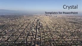  Presentation with downtown los angeles - Slide set consisting of bl - smoggy summer afternoon aerial view background and a light blue colored foreground