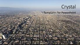  Presentation with downtown los angeles - Presentation theme consisting of bl - smoggy summer afternoon aerial view background and a light blue colored foreground