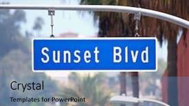 Presentation with hollywood - PPT theme having bl - sunset blvd street sign background and a teal colored foreground