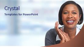  Presentation with african american business - Colorful theme enhanced with black - african-american business woman backdrop and a sky blue colored foreground