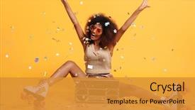  Presentation with afro - Slides with black - beautiful young african woman background and a gold colored foreground