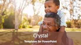  Presentation with grandfather - Slides featuring black - grandfather carries grandson on shoulders background and a tawny brown colored foreground