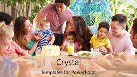  Presentation with families - Amazing presentation theme having celebration black - group of families celebrating child's backdrop and a coral colored foreground