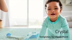  Presentation with race - Presentation design featuring black - happy mixed race toddler boy background and a light blue colored foreground