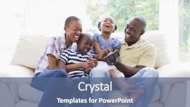  Presentation with living room family - Slide set enhanced with black - happy smiling family background and a ocean colored foreground