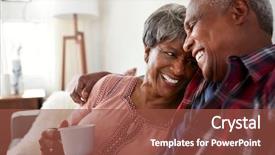  Presentation with senior couple - Slide deck with black - loving senior couple sitting background and a tawny brown colored foreground