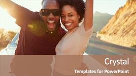  Presentation with classic car - Slides having black - portrait of young couple standing background and a coral colored foreground