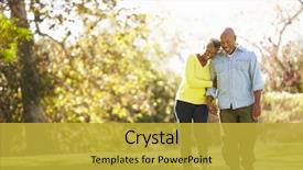  Presentation with autumn - Audience pleasing theme consisting of black - senior couple walking through autumn backdrop and a gold colored foreground