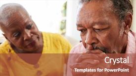  Presentation with man woman - PPT layouts having black - senior woman comforting man background and a red colored foreground