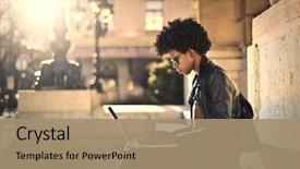  Presentation with black technology - Beautiful presentation theme featuring black - using technology outdoors backdrop and a coral colored foreground