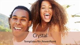  Presentation with black couple having fun - PPT theme consisting of black - young couple having fun background and a coral colored foreground