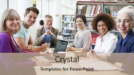  Presentation with mature students sitting at desks - Theme having black adult - group of mature students collaborating background and a soft green colored foreground