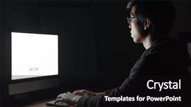  Presentation with working - PPT theme enhanced with black adult - serious young man sitting background and a black colored foreground