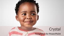  Presentation with black baby - PPT layouts consisting of black african baby girl portrait background and a coral colored foreground