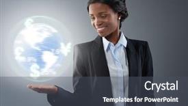  Presentation with global trading - Slide deck featuring black african business woman background and a dark gray colored foreground