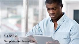  Presentation with african american black couple - Presentation theme featuring black african businessman with tablet background and a  colored foreground