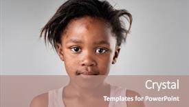  Presentation with black girl - PPT theme featuring black african girl portrait collection background and a coral colored foreground