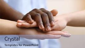  Presentation with black hands - Slide set enhanced with black afro american hands background and a light blue colored foreground