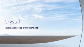  Presentation with agriculture field - PPT theme consisting of black agriculture field and blue sky with clouds background and a sky blue colored foreground