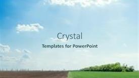  Presentation with agriculture field - Cool new PPT theme with black agriculture field and blue sky with clouds backdrop and a sky blue colored foreground