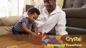  Presentation with clay toys - Slides with black america - grandfather and grandson playing background and a tawny brown colored foreground