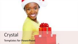  Presentation with girl christmas - Theme consisting of black american women - beautiful girl with christmas gifts background and a lemonade colored foreground