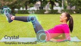  Presentation with crossfit fitness trx training exercises - Colorful PPT layouts enhanced with black american women - fitness sport training park backdrop and a yellow colored foreground