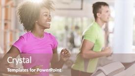  Presentation with running treadmill - Presentation theme consisting of black american women - young people exercisinng a cardio background and a coral colored foreground
