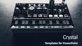  Presentation with analog electronics - Amazing presentation design having black analog synthesizer close-up backdrop and a wine colored foreground
