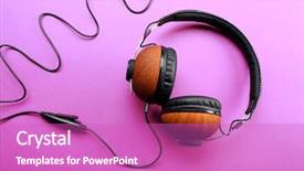  Presentation with purple - Presentation design having black and brown headphones on purple background background and a purple colored foreground