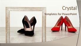  Presentation with black women no relationship - PPT theme enhanced with black and red women shoes with frame on floor background and a cream colored foreground