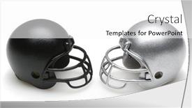  Presentation with football - Audience pleasing presentation design consisting of black-and-silver-football-helmets backdrop and a white colored foreground