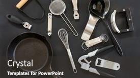  Presentation with black - PPT layouts having black-and-silver-kitchenware background and a dark gray colored foreground