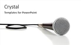  Presentation with stage - PPT theme consisting of black and silver microphone background and a white colored foreground