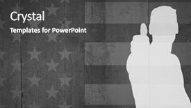  Presentation with silhouette of man worship - Presentation design consisting of black and white american flag background and a dark gray colored foreground