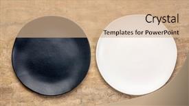  Presentation with black ceramic - PPT layouts with black and white ceramic plates background and a coral colored foreground