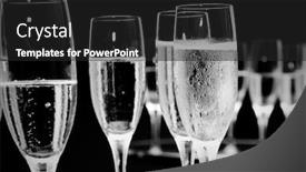  Presentation with film black and white - Presentation design enhanced with black and white champagne glasses at a function background and a dark gray colored foreground
