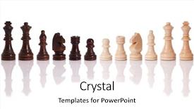  Presentation with chess pieces - Colorful slide set enhanced with black and white chess pieces backdrop and a white colored foreground