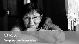  Presentation with black women - Cool new slide set with black-and-white-close-up backdrop and a gray colored foreground