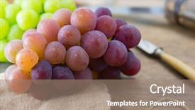  Presentation with grape vine black grapes - Amazing slide deck having black and white green grape backdrop and a coral colored foreground